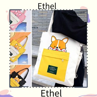 Ethel1 กระเป๋าสะพายไหล่ ผ้าแคนวาส ทรงโท้ท สําหรับนักเรียน