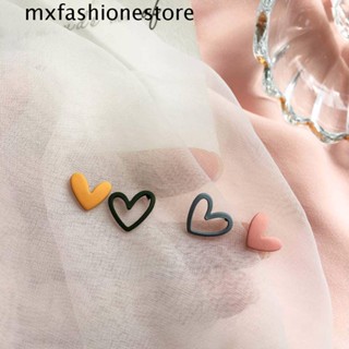 Mxfashione ต่างหูสตั๊ด รูปหัวใจ น่ารัก หวานแหวว สีลูกกวาด เครื่องประดับหู สีฟ้า สีชมพู สีเหลือง ผู้หญิง ต่างหู