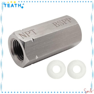 Teath อะแดปเตอร์เกลียวภายใน เชื่อมต่อสเตนเลส สีเงิน หัวคู่ 1/8 BSPP ตัวเมีย 1/8 NPT ตัวเมีย PCP