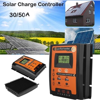 Fitness Life 12 V/24 V 30A50A PWM MPPT สั้นรุ่น Solar Charge Controller แผงควบคุมพลังงานแสงอาทิตย์แบตเตอรี่ Dual USB จอแสดงผล LCD