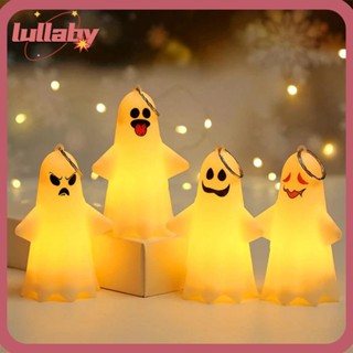 Lullaby โคมไฟฟักทอง LED พลาสติก ลายการ์ตูนผี พร็อพสําหรับตกแต่งบ้าน 2 ชิ้น