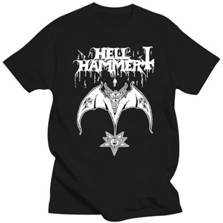 เสื้อยืด พิมพ์ลาย Hellhammer วงโลหะ สีดํา ขนาดใหญ่ สําหรับผู้ชาย