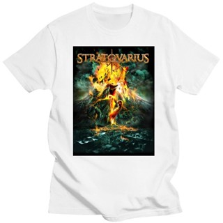 เสื้อยืด พิมพ์ลายวงร็อควงร็อค Stratovarius Band 2 สีดํา ขนาดใหญ่ สําหรับผู้ชาย