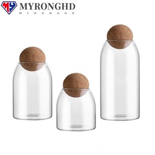 Myronghd โหลแก้วเก็บอาหาร ชา กาแฟ น้ําตาล พร้อมจุกไม้คอร์ก ฝาปิด