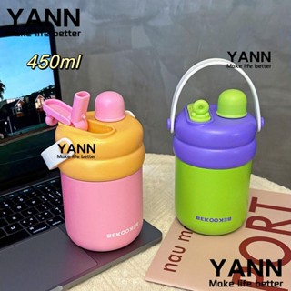 Yann1 ขวดน้ําสเตนเลส มีฉนวนกันความร้อน ความจุสูง พร้อมหลอดดูด และที่จับสูญญากาศ สําหรับเด็ก