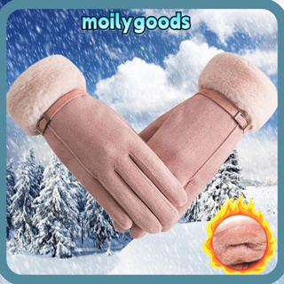 Moilyhd ถุงมือขับรถสกี ผ้ากํามะหยี่ แบบหนา กันลม ให้ความอบอุ่น แฟชั่น