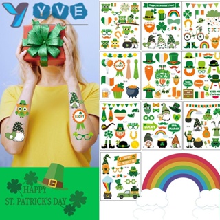 สติกเกอร์รอยสัก กันน้ํา ลายการ์ตูน St Patricks Day สีเขียว สําหรับตกแต่งปาร์ตี้