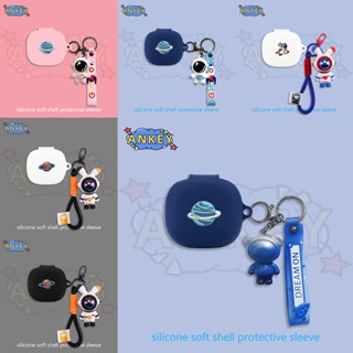 for JBL Live Flex / Pro 2 / W300 / Free2 / Wave Flex Case Cartoon Astronaut Earphone Silicone Earbuds Soft Protective Headphone Cover Headset Skin with Pendant