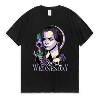 เสื้อยืดลําลอง แขนสั้น พิมพ์ลาย Wednesday Addams Nevermore Academy ขนาดใหญ่ สําหรับผู้ชาย 2023