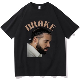 เสื้อยืด ผ้าฝ้าย พิมพ์ลายกราฟฟิค Rapper Drake สไตล์พังก์ร็อค ฮิปฮอป ขนาดใหญ่ สําหรับผู้ชาย