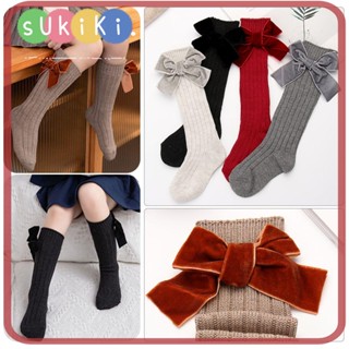 Sukiki ถุงเท้าเด็ก ระบายอากาศ เสื้อผ้า อุปกรณ์เสริม ฤดูหนาว อบอุ่น โบว์ กันลื่น