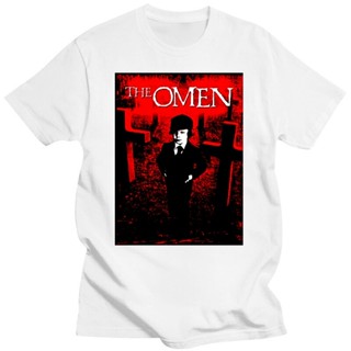 เสื้อยืด พิมพ์ลายโปสเตอร์ภาพยนตร์ The Omen R Donner ขนาดใหญ่ สําหรับผู้ชาย มีสีดํา และสีขาว