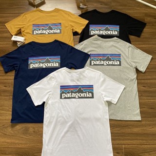 P/patagonia Batagonia เสื้อยืดคอกลมหลวมลายดอกไม้ช่วงฤดูร้อน เสื้อยืดคอกลมหลวมๆ