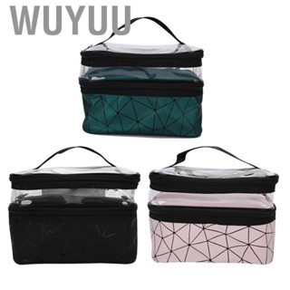 Wuyuu Cosmetic Bag  Double-layer Travel Makeup for Women  Large Leather Train Case Organizer