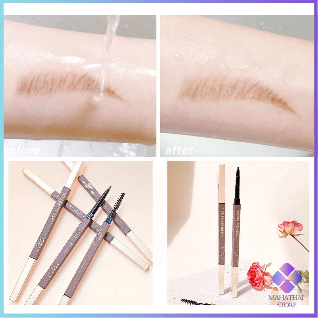 Mahathai ดินสอเขียนคิ้วแบบหมุน 2 in 1 กันน้ำดินสอเขียนคิ้ว Double eyebrow pencil มีหัวแปรงปัดคิ้ว - รูปที่ 4
