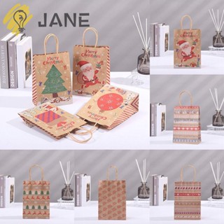 Jane ถุงกระดาษ ลายเกล็ดหิมะ สําหรับใส่ขนมหวาน ตกแต่งปาร์ตี้คริสต์มาส DIY 5 ชิ้น