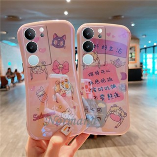 ใหม่ เคสโทรศัพท์มือถือ ซิลิโคนนิ่ม TPU กันกระแทก ลายการ์ตูนเด็กผู้หญิงน่ารัก สีชมพู สําหรับ VIVO V29 V27 V25 Pro Y76 X90 X80 Pro 5G 2023