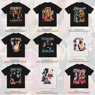 เสื้อยืดแขนสั้น พิมพ์ลาย KYLIE JENNER Rihanna Rihanna Dua Lipa Pop Sister สไตล์ยุโรป และอเมริกา แฟชั่นวินเทจ สําหรับผู้หญิง