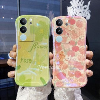 พร้อมส่ง ใหม่ เคสป้องกันโทรศัพท์มือถือซิลิโคน TPU แบบนิ่ม ลายดอกไม้ กันกระแทก สําหรับ VIVO V29 V27 V25 Pro Y76 X90 X80 Pro 5G 2023