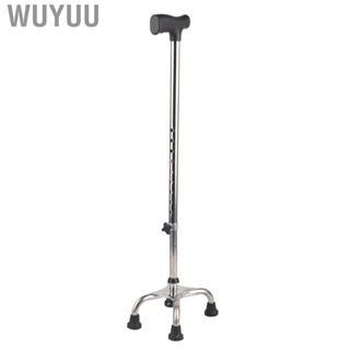 Wuyuu Adjustable Walking Cane With 4 Base  Slip Steel Tube Flexible St Dso