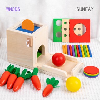 Sunfay 4 In 1 กล่องไม้อัจฉริยะ รูปร่างสี จับคู่กล่องเหรียญ Montessori ของเล่นเพื่อการเรียนรู้ บล็อกเกมเรียงลําดับ สําหรับเด็กวัยหัดเดิน 1-3 ปี เด็กผู้ชาย เด็กผู้หญิง