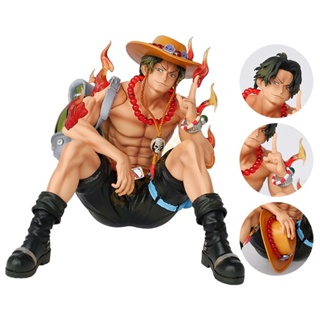 ใหม่ โมเดลฟิกเกอร์ PVC อนิเมะ One Piece Ace Sitting Action Figures ของขวัญวันเกิด