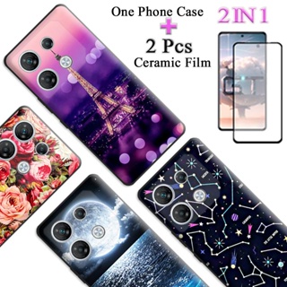 2 IN 1 เคส TPU เพ้นท์ลาย พร้อมตัวป้องกันหน้าจอเซรามิค โค้ง สําหรับ Infinix GT 10 Pro X6739