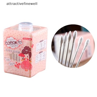 [attractivefinewell] ใหม่ ก้านสําลี ด้ามจับยาว ทนทาน สําหรับแต่งหน้า 200 ชิ้น