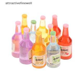 [attractivefinewell] ขวดไวน์ผลไม้จิ๋ว 1:12 อุปกรณ์เสริม สําหรับบ้านตุ๊กตา 10 ชิ้น