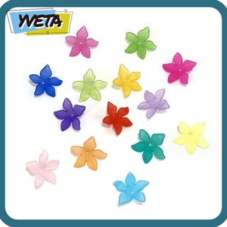 Yveta ลูกปัดอะคริลิค ลายดอกไม้ ดอกลิลลี่ 25 มม. คละสี สําหรับทําเครื่องประดับ DIY 100 ชิ้น