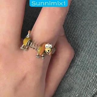 [Sunnimix1] แหวนอัลลอย รูปสัตว์ สุนัขน่ารัก ปรับได้ เครื่องประดับ สําหรับงานปาร์ตี้ ของขวัญ