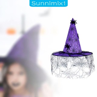 [Sunnimix1] หมวกแม่มด ผ้าตาข่าย ใส่สบาย สําหรับตกแต่งปาร์ตี้ฮาโลวีน