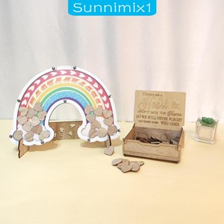 [Sunnimix1] สมุดเยี่ยมแต่งงาน ลายหัวใจ สีรุ้ง พร้อมกล่องหัวใจ 80 ชิ้น สําหรับตกแต่ง