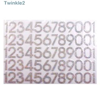 Twinkle สติกเกอร์กลิตเตอร์ พลอยเทียม AB ตัวเลข สีขาว DIY สําหรับติดกล่องจดหมาย 60 ชิ้น