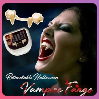 Creative Vampire Zombie ฟันปลอมฟันปลอมฮาโลวีนแวมไพร์ฟัน Retractable Vampire Zombie ฟัน Bloody ฟันปลอม Vampire Fangs สยองขวัญ Bloody Party Props [COD]