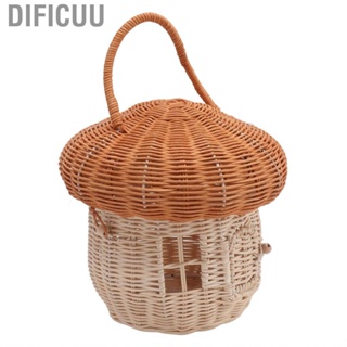 Dificuu Rattan Woven Storage  Ornament Hand Crafted Vintage Mushroom Shape Portable Baskets for Photo Props Decoration