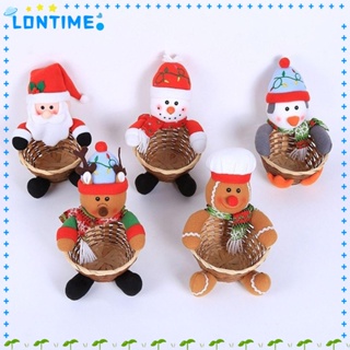 Lontime ตะกร้าใส่ขนม คุกกี้ ลายซานตาคลอส สโนว์แมน คริสต์มาส สําหรับตกแต่งบ้าน