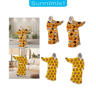 [Sunnimix1] ผ้าห่ม มีฮู้ด ขนาดใหญ่ พร้อมแขน และกระเป๋า ให้ความอบอุ่น สําหรับเตียงนอน โซฟา