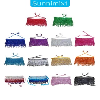 [Sunnimix1] ผ้าพันคอ ประดับเลื่อม และพู่ เหมาะกับเต้นรําหน้าท้อง สําหรับผู้หญิง