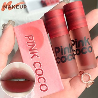 Pink COCO ลิปสติก เนื้อแมตต์กํามะหยี่ กันน้ํา ติดทนนาน ให้ความชุ่มชื้น สีแดงส้ม สําหรับผู้หญิง