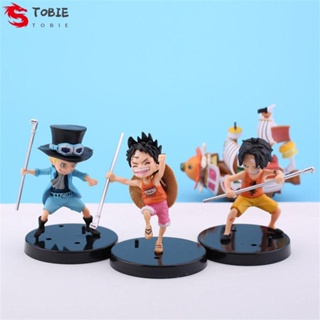 Tobie ตุ๊กตาฟิกเกอร์ Luffy Luffy ขนาดเล็ก 3 ชิ้น ต่อชุด สําหรับตกแต่งโต๊ะ