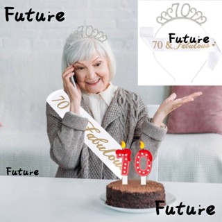 Future มงกุฎคริสตัล สีเงิน 70th สําหรับวันเกิด
