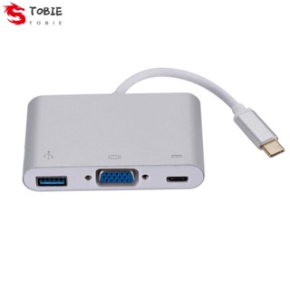 Tobie 3 in 1 ฮับ Type c เป็น HDMI VGA 3 in 1 อะแดปเตอร์ Type-c เป็น VGA สายโปรเจคเตอร์ 5 Gbps สําหรับเมาส์ โปรเจคเตอร์ มอนิเตอร์ HDTV