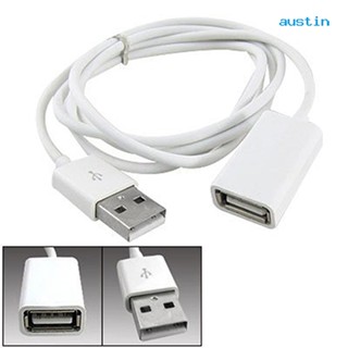 [AY] สายเคเบิลอะแดปเตอร์ต่อขยาย PVC โลหะ USB 2 ตัวผู้ เป็นตัวเมีย ยาว 1 เมตร 3 ฟุต สีขาว