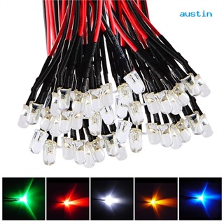 [AY] หลอดไฟไดโอดเปล่งแสง DC LED ขนาด 20 ซม. 3 มม. 5 มม. 10 ชิ้น