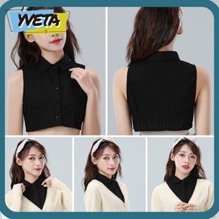 Yveta เสื้อเชิ้ต คอปกปลอม ผ้าฝ้าย และผ้าลินิน ถอดออกได้ สไตล์วินเทจ