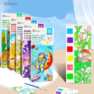 Elmer Gouache หนังสือภาพกราฟฟิตี นิทานนางฟ้า DIY หนังสือภาพวาดสีน้ํา ของเล่นเด็ก การ์ตูน พร้อมแปรง 1 ชิ้น เพื่อการศึกษา โรงเรียน