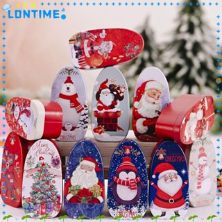 Lontime กล่องของขวัญ ลายซานตาคลอส กวาง สโนว์แมน พร้อมฝาปิด ทนทาน สําหรับตกแต่งคริสต์มาส 2 ชิ้น