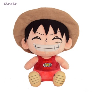 Elmer ตุ๊กตานุ่ม รูปการ์ตูนอนิเมะ Monkey D Luffy น่ารัก สไตล์ญี่ปุ่น ของเล่นสําหรับเด็ก