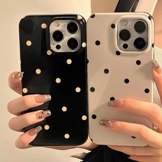 IPhone 17 16 15 14 13 12 11 Pro Max X Xr Xs Max 7 8 Plus SE2020 เคสโทรศัพท์ Ins Dot Wave Point Soft Black Cover